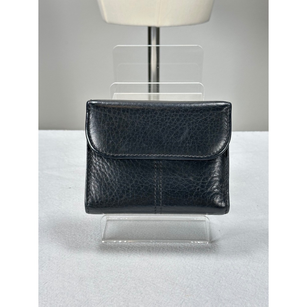 COACH Women's Vintage Black Bifold Snap Leather Wallet Compact Classic Luxury